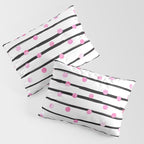 Blush pink black watercolor modern stripes polka dots Pillow Sham Gallery Image 3