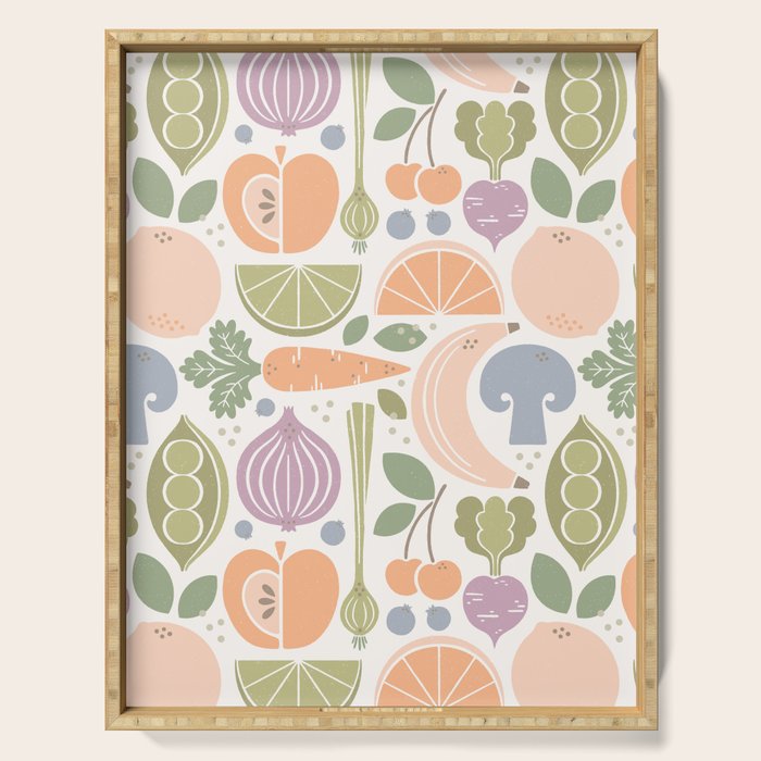 Fruits and Veggies 2025 Calendar Pastel Serving Tray Gallery Image 1