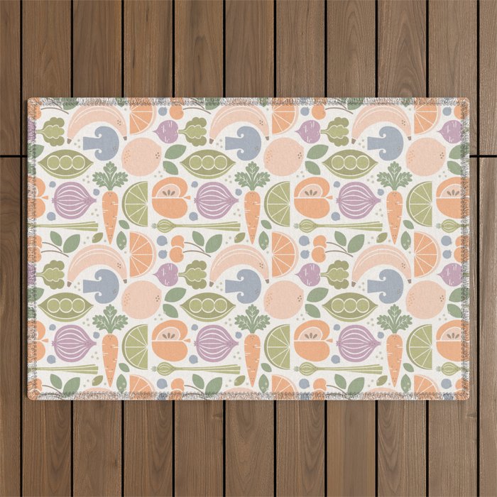 Fruits and Veggies 2025 Calendar Pastel Outdoor Rug Gallery Image 1