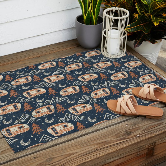 Little Camper - midnight and copper  Outdoor Rug Gallery Image 2