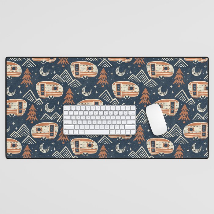 Little Camper - midnight and copper  Desk Mat Gallery Image 1