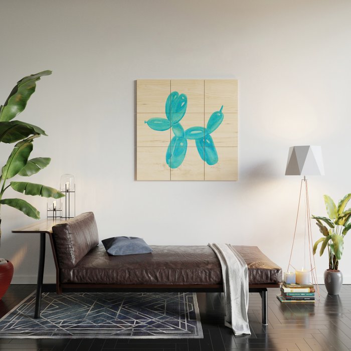 Balloon Dog Sky Blue Wood Wall Art Gallery Image 2