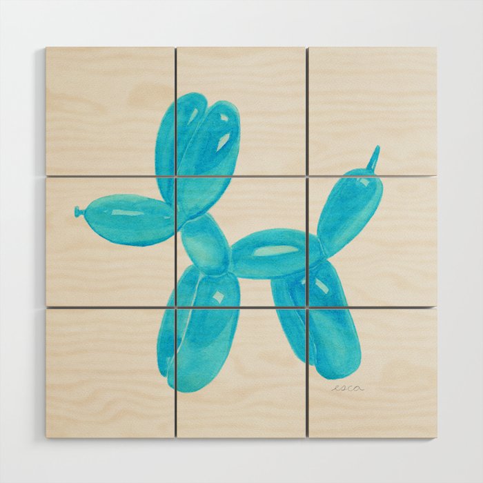 Balloon Dog Sky Blue Wood Wall Art Gallery Image 1