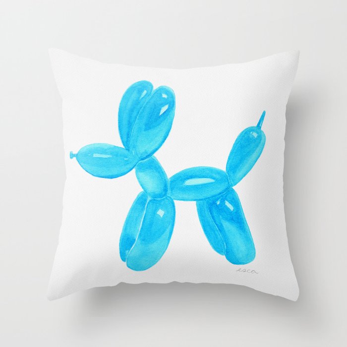 Balloon Dog Sky Blue Throw Pillow Gallery Image 6