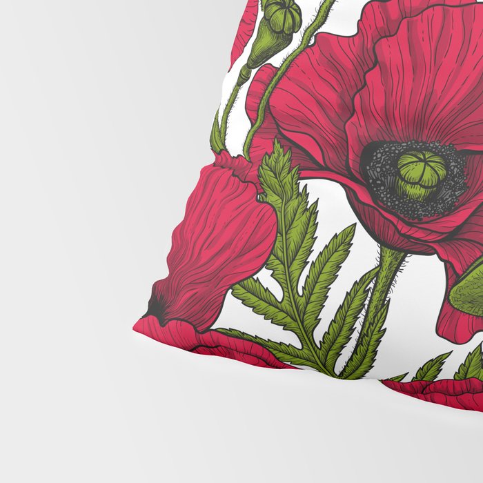 Red Poppy garden 2 Pillow Sham Gallery Image 4