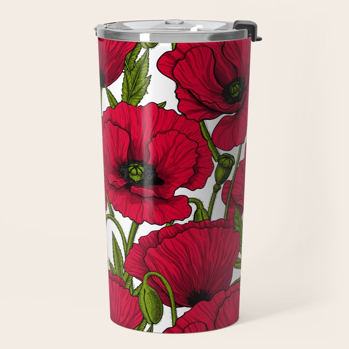 Red Poppy garden 2 Travel Mug Gallery Image 2