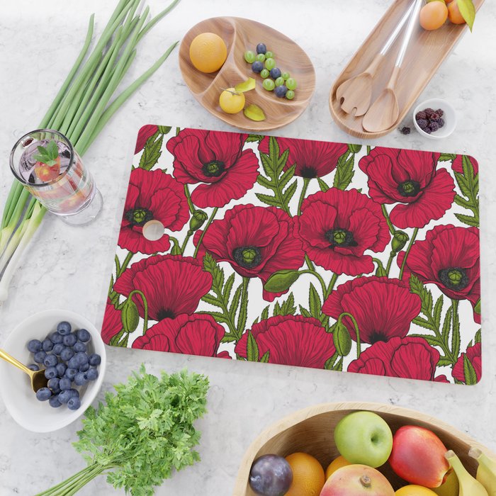 Red Poppy garden 2 Cutting Board Gallery Image 2