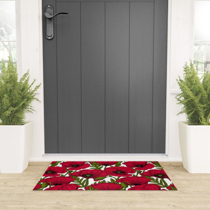 Red Poppy garden 2 Welcome Mat Gallery Image 3