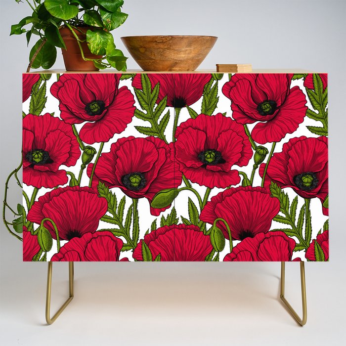 Red Poppy garden 2 Credenza Gallery Image 1