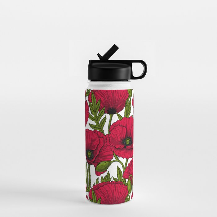 Red Poppy garden 2 Water Bottle Gallery Image 1