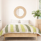 Textured Striped Pattern in Olive and Yellow Duvet Cover Gallery Image 3