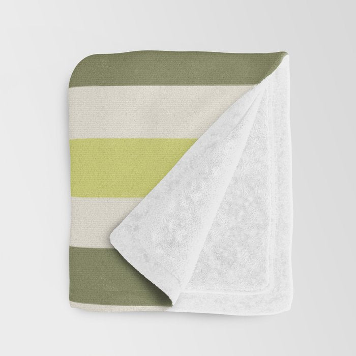 Textured Striped Pattern in Olive and Yellow Throw Blanket Gallery Image 3