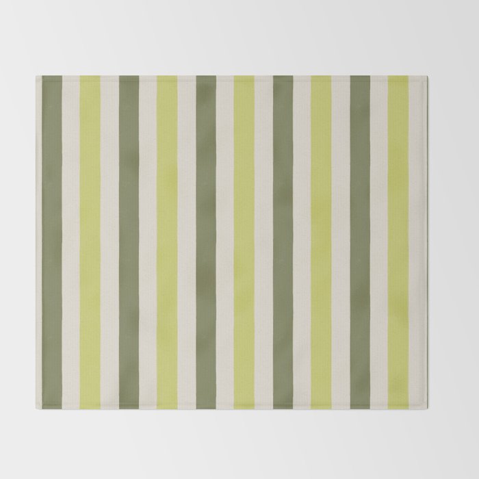 Textured Striped Pattern in Olive and Yellow Throw Blanket Gallery Image 2