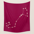 Scorpio Zodiac Star Constellation Line Art Magenta Pink Wall Tapestry Gallery Image 4