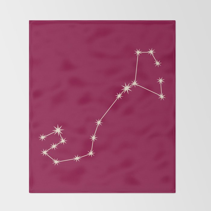 Scorpio Zodiac Star Constellation Line Art Magenta Pink Throw Blanket Gallery Image 2