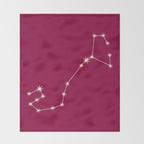 Scorpio Zodiac Star Constellation Line Art Magenta Pink Throw Blanket Gallery Image 2