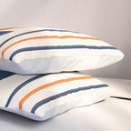 Abstract Shapes 76 in Orange and Navy Blue (Moon Phase Geometric Abstraction) Pillow Sham Gallery Image 3