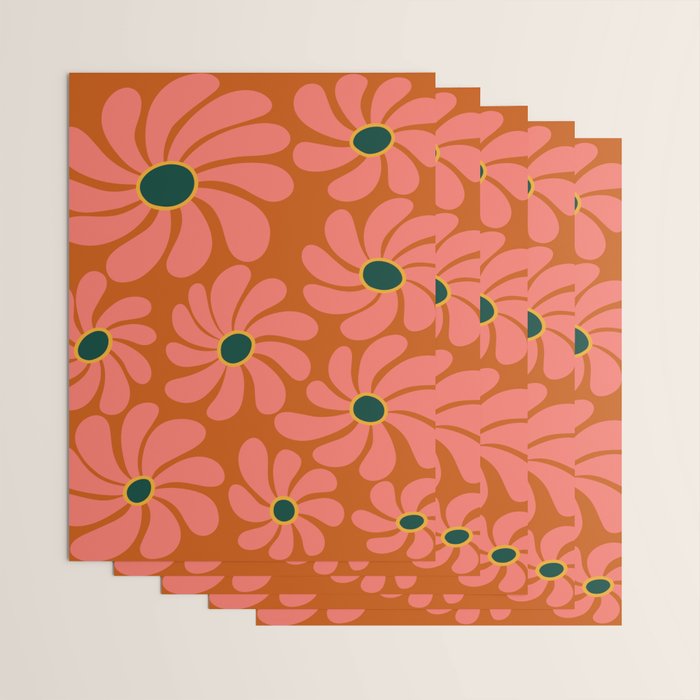 Retro Super Bloom - 70's Vibe Boho Colors Wrapping Paper Gallery Image 3
