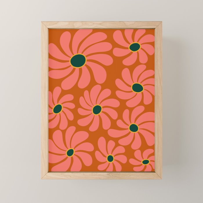 Retro Super Bloom - 70's Vibe Boho Colors Mini Art Print Gallery Image 1