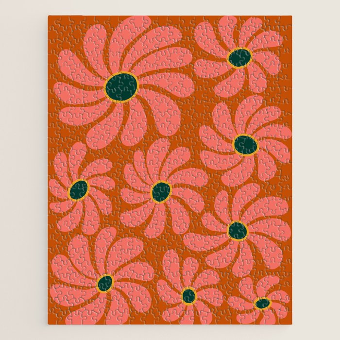 Retro Super Bloom - 70's Vibe Boho Colors Jigsaw Puzzle Gallery Image 1