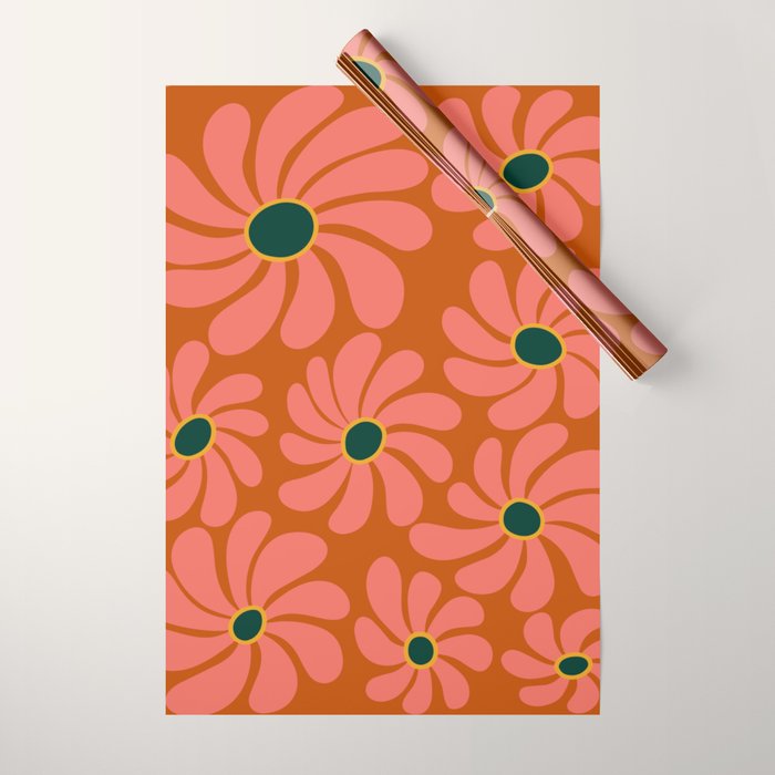 Retro Super Bloom - 70's Vibe Boho Colors Wrapping Paper Gallery Image 1