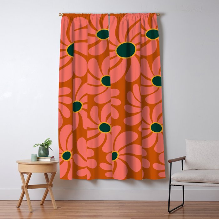 Retro Super Bloom - 70's Vibe Boho Colors Window Curtain Gallery Image 1