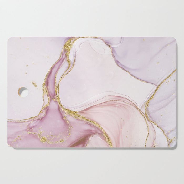 Blush Pink And Gold Alcohol Ink Marble Cutting Board Gallery Image 1