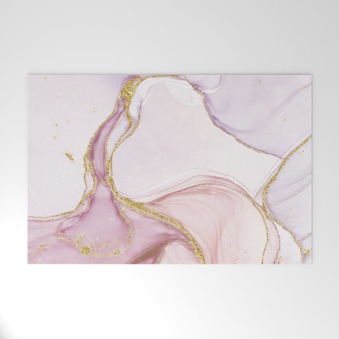 Blush Pink And Gold Alcohol Ink Marble Welcome Mat Gallery Image 1