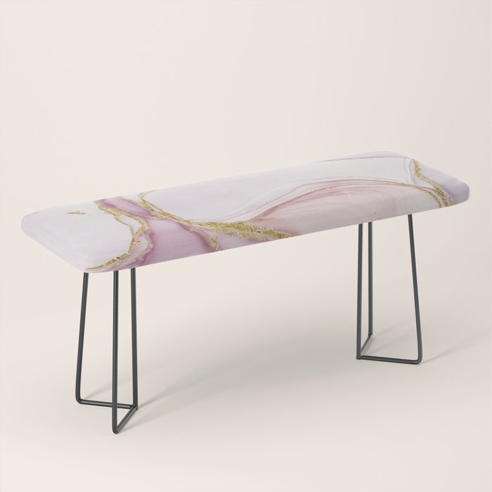 Blush Pink And Gold Alcohol Ink Marble Bench Gallery Image 1