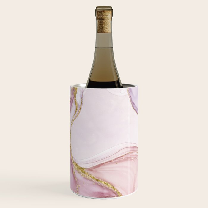 Blush Pink And Gold Alcohol Ink Marble Wine Chiller Gallery Image 1