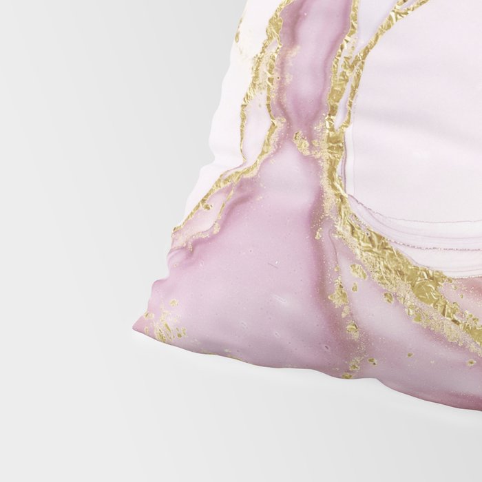 Blush Pink And Gold Alcohol Ink Marble Pillow Sham Gallery Image 4