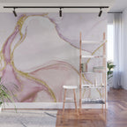 Blush Pink And Gold Alcohol Ink Marble Wall Mural Gallery Image 1