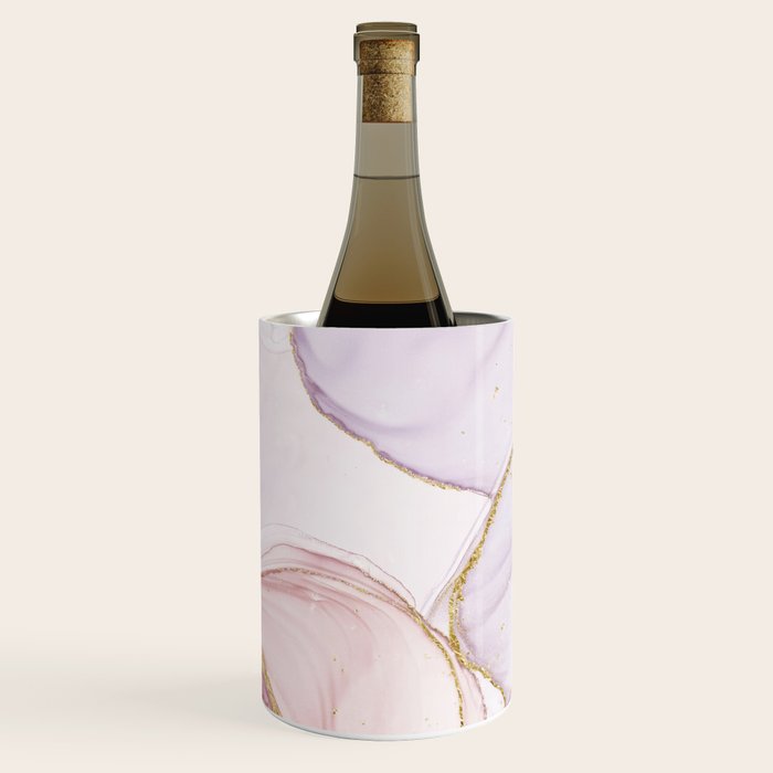 Blush Pink And Gold Alcohol Ink Marble Wine Chiller Gallery Image 3