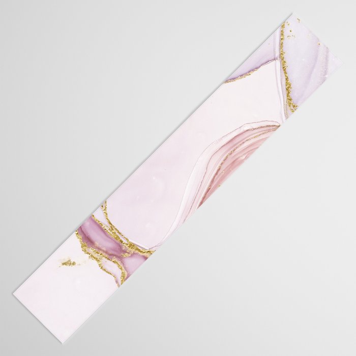 Blush Pink And Gold Alcohol Ink Marble Table Runner Gallery Image 3