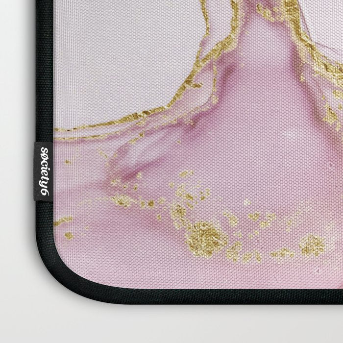Blush Pink And Gold Alcohol Ink Marble Laptop Sleeve Gallery Image 3
