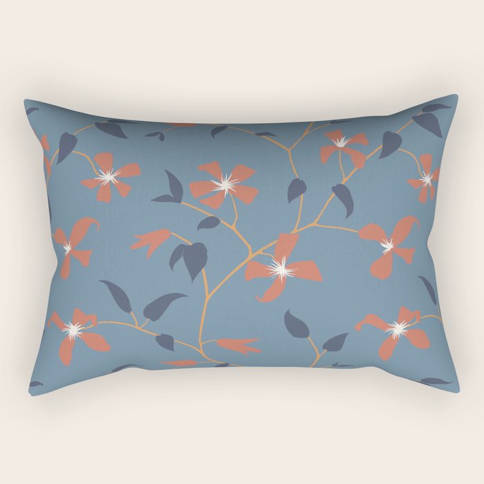 Floral Clematis Vine - Indigo Sunset Rectangular Pillow Gallery Image 2