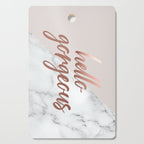Hello Gorgeous, Rose Gold, Pink, Marble Cutting Board Gallery Image 1