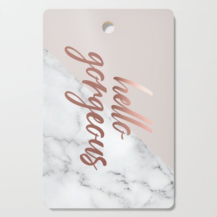 Hello Gorgeous, Rose Gold, Pink, Marble Cutting Board Gallery Image 1
