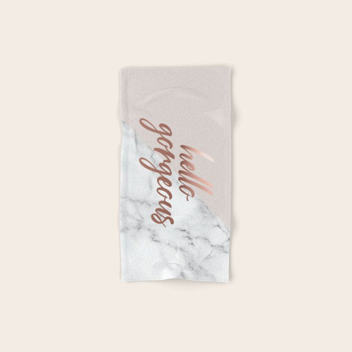 Hello Gorgeous, Rose Gold, Pink, Marble Towels Gallery Image 1