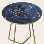 Minimalist Minimal Line Drawing Maze Dark Navy Blue Painting Mid Century Modern Cool Funky Trendy Side Table Gallery Image 2