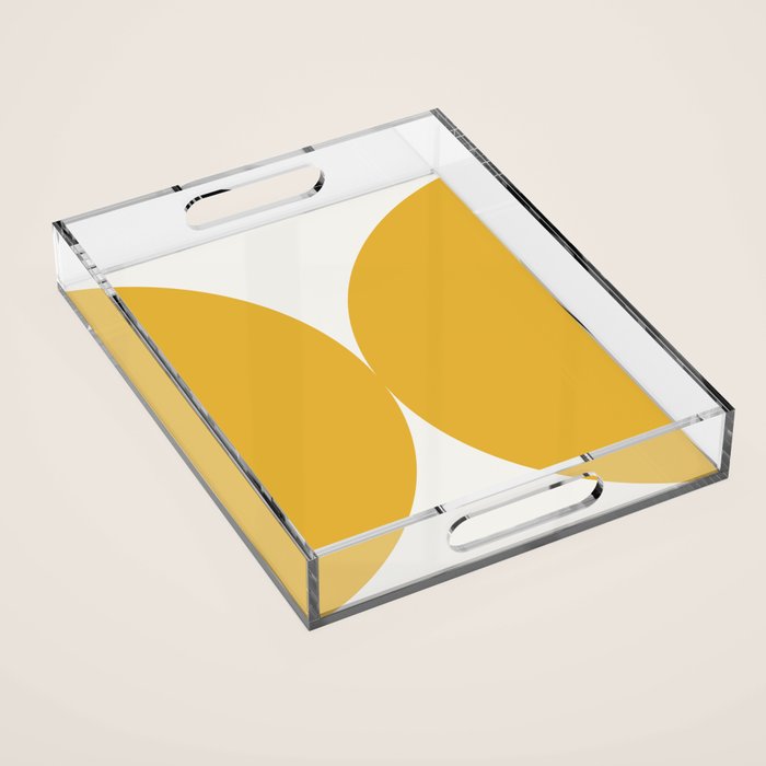 Bold Geometric Shapes Maximalism XII Golden Yellow Acrylic Tray Gallery Image 1