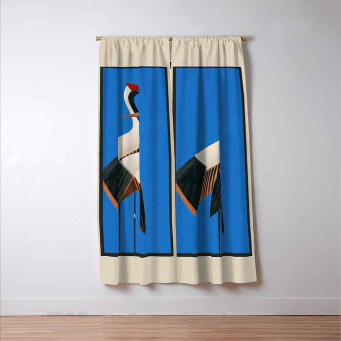 Stillness in Motion - Abstract Cranes in Blue Window Curtain Gallery Image 3