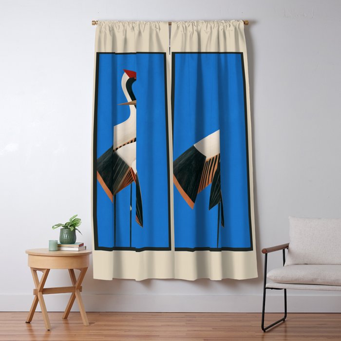 Stillness in Motion - Abstract Cranes in Blue Window Curtain Gallery Image 5