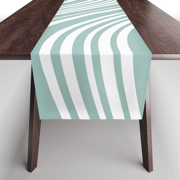 Wavy Stripes XXXVII - Sage Green Table Runner Gallery Image 1