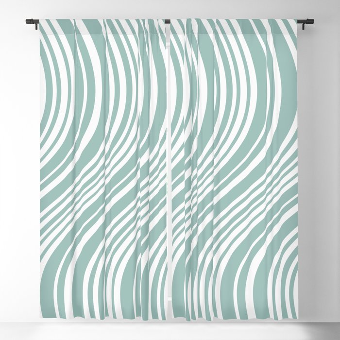 Wavy Stripes XXXVII - Sage Green Window Curtain Gallery Image 5