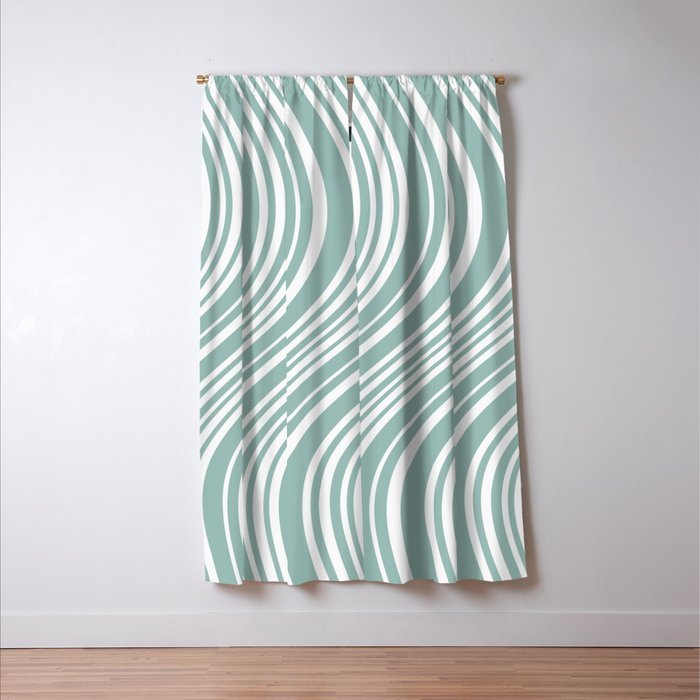Wavy Stripes XXXVII - Sage Green Window Curtain Gallery Image 3