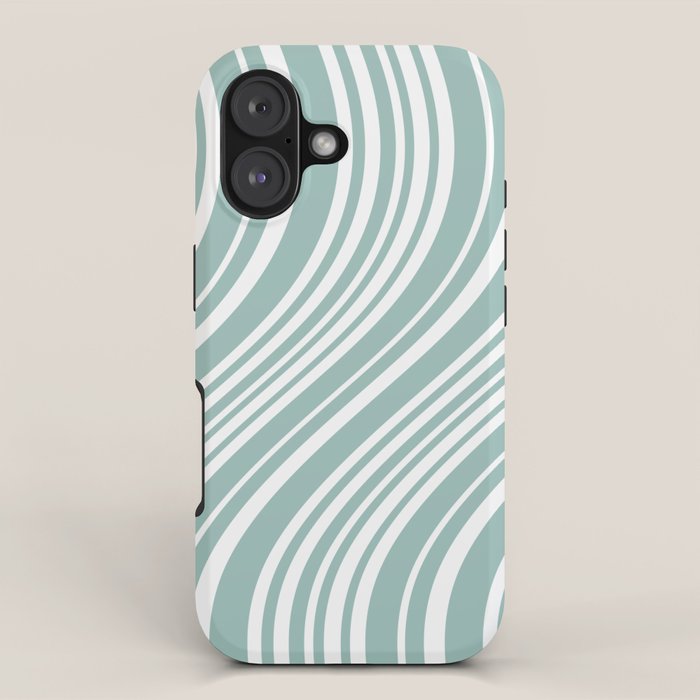 Wavy Stripes XXXVII - Sage Green iPhone Case Gallery Image 1