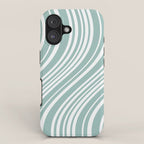Wavy Stripes XXXVII - Sage Green iPhone Case Gallery Image 1