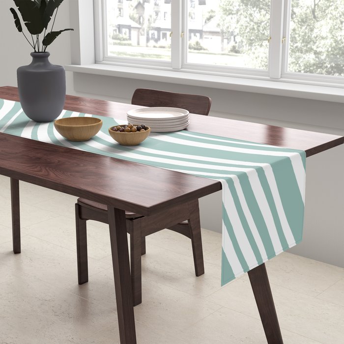 Wavy Stripes XXXVII - Sage Green Table Runner Gallery Image 2