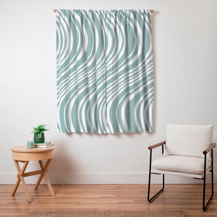Wavy Stripes XXXVII - Sage Green Window Curtain Gallery Image 3